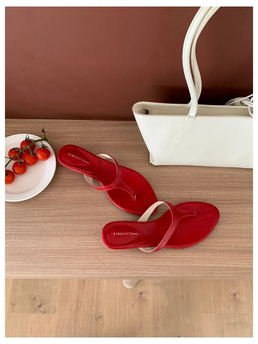 LIZAKOSHT  -  Fashion Clip Toe Toe Flip Flops Flat Wedge Heel Slippers Women Casual Narrow Band Slides Brand Sandal Beach Flip Flops Sandalias