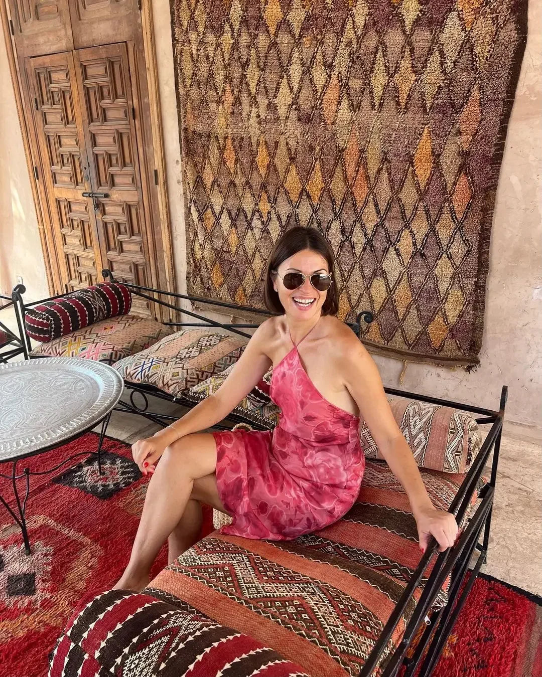 LIZAKOSHT  -  Women Sexy Floral Print Slim Halter Dress Chic Sleeveless Off-shoulder Backless Bodycon Dresses Lady Vacation Street Gowns