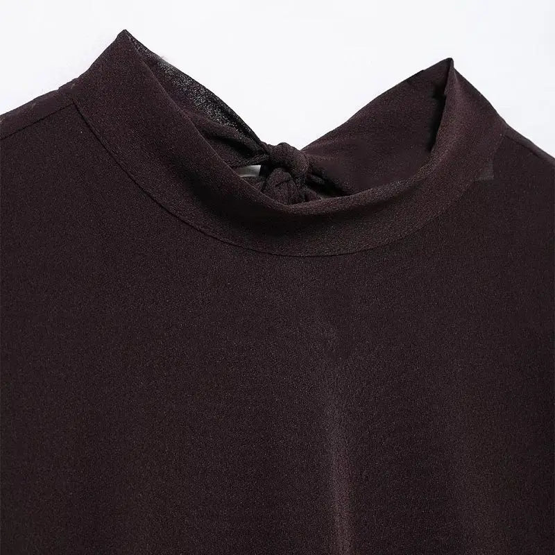 LIZAKOSHT  -  Elegant Shirts Women Loose Ruffles O Neck Long Sleeves Shirt Female 2025 Spring Summer Fashion Solid Soft Lace Up Chiffon Tops