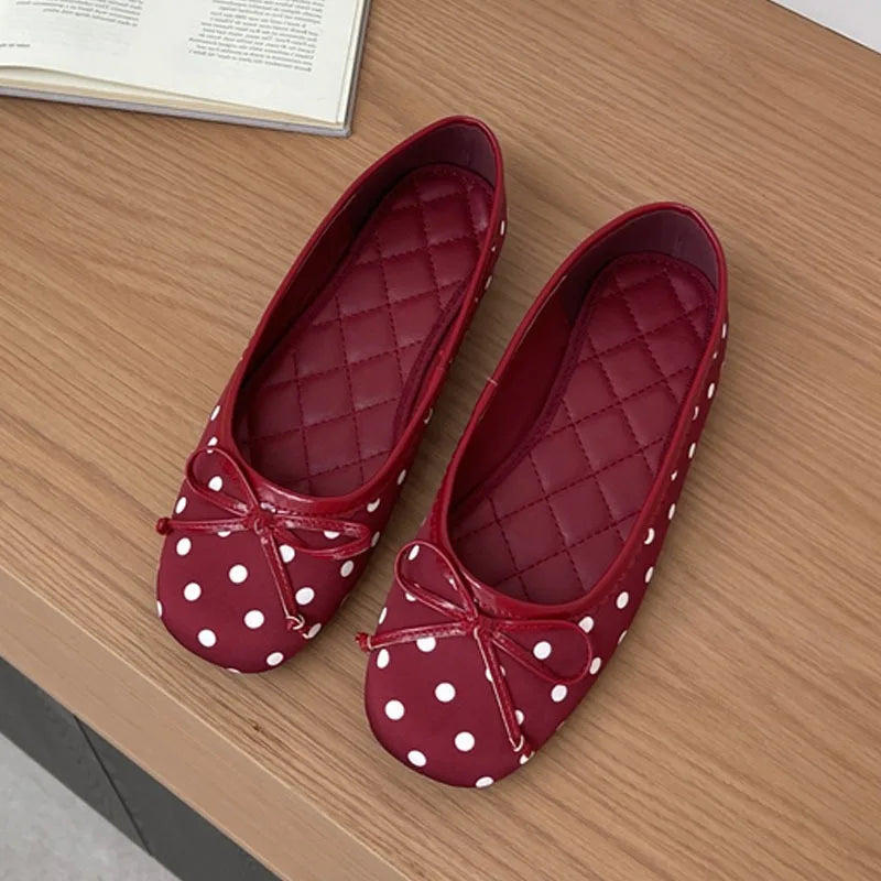 LIZAKOSHT  -  New Design Polka Dot Butterfly-kont Flats Heels Women Sandals Fashion Round Toe Daily Banquet Party Shoes