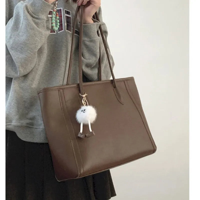 LIZAKOSHT  -  Vintage Brown Large Capacity Handbag Women New Trendy Leather Casual Shoulder Bags Ladies Versatile Handbags Female