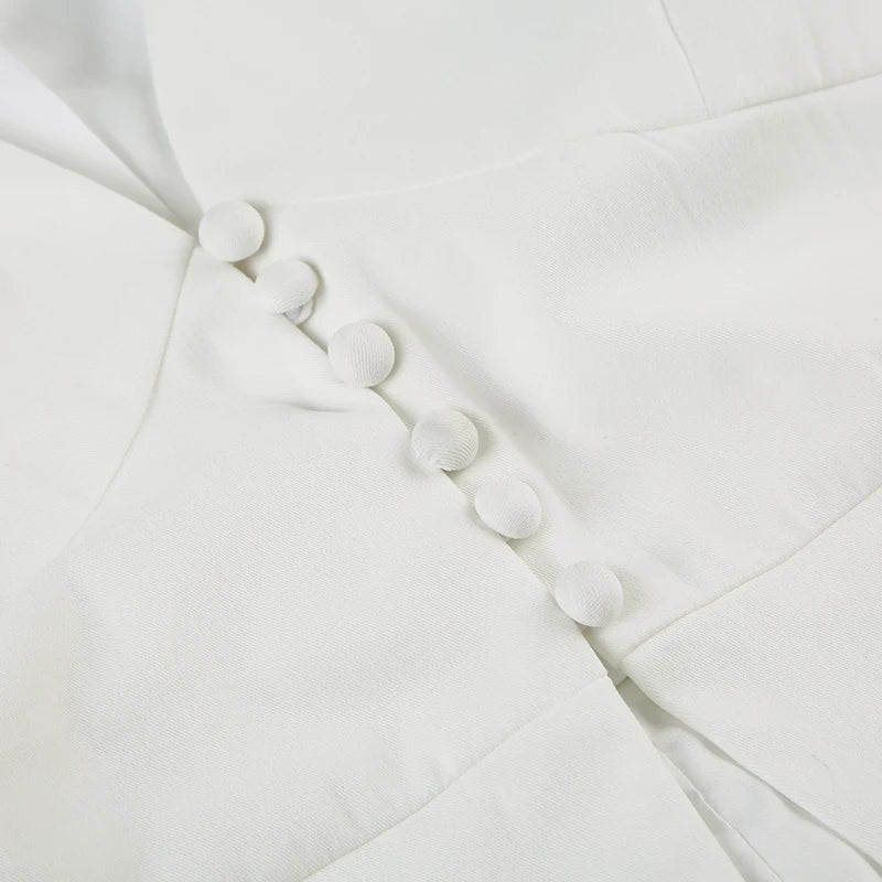 LIZAKOSHT  -  Women Casual V-neck Buttons Sleeveless Shirt Vest Minimalist Office Wear Lady Waistcoat Fashion Elegant White Tanks
