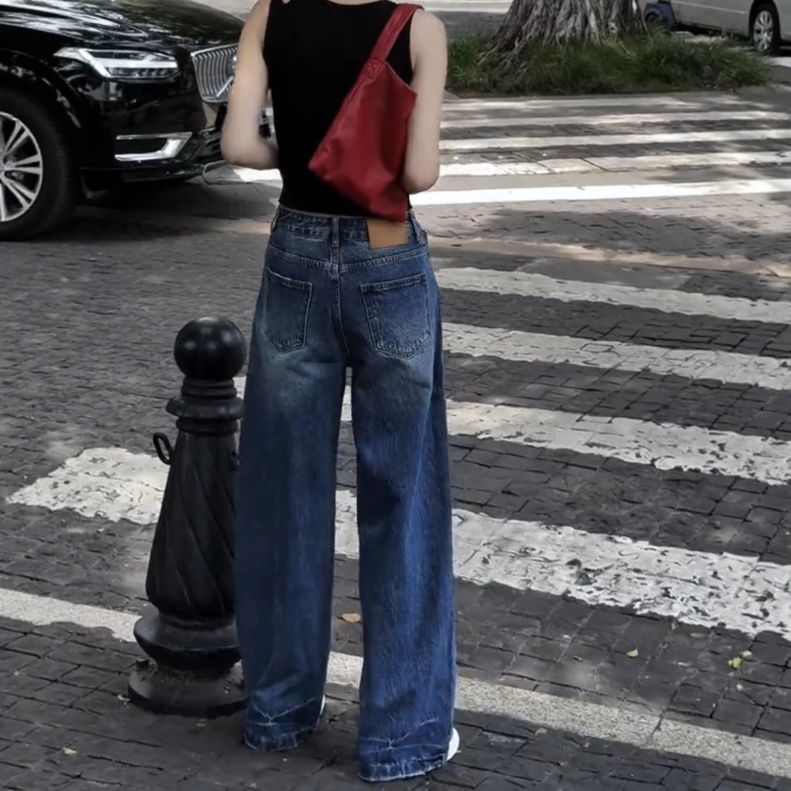 LIZAKOSHT  -  Women Casual Eclectic Waif 2000s Jeans American Vintage Patchwork Jeans Y2K Harajuku Street Style Washed Pockets Denim Trouser