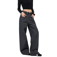 LIZAKOSHT  -  Women Vintage Baggy Stripe Jeans High Waist Grunge Denim Trousers 2000s Y2k Harajuku Aesthetic Pants Trashy Clothes