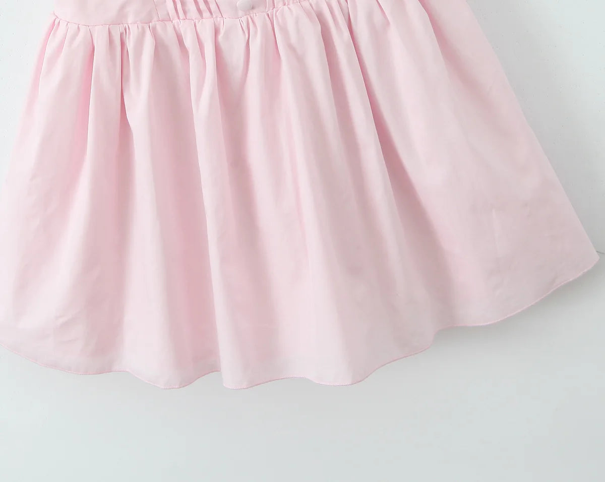 LIZAKOSHT  -  Summer Women Pink Bow Ruched Chest Corset Style Sling Dress Front Buttons Pleated Low Waist Ball Gown Swing Short Dresses Robe