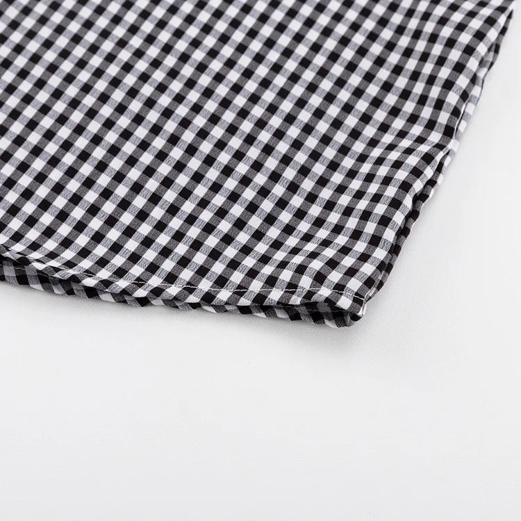 LIZAKOSHT  -  Spring Autumn New Plaid Shirt Women Blouse Turn-down Collar Lantern Sleeve Career OL Shirt Top Checker 49902