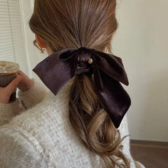 Lizakosht New Vintage Velvet Bow Scrunchie Rabbit Knot Hair Rope Ribbon Elastic Ponytail Holder Hair Tie Solid Hair Accessories Winter