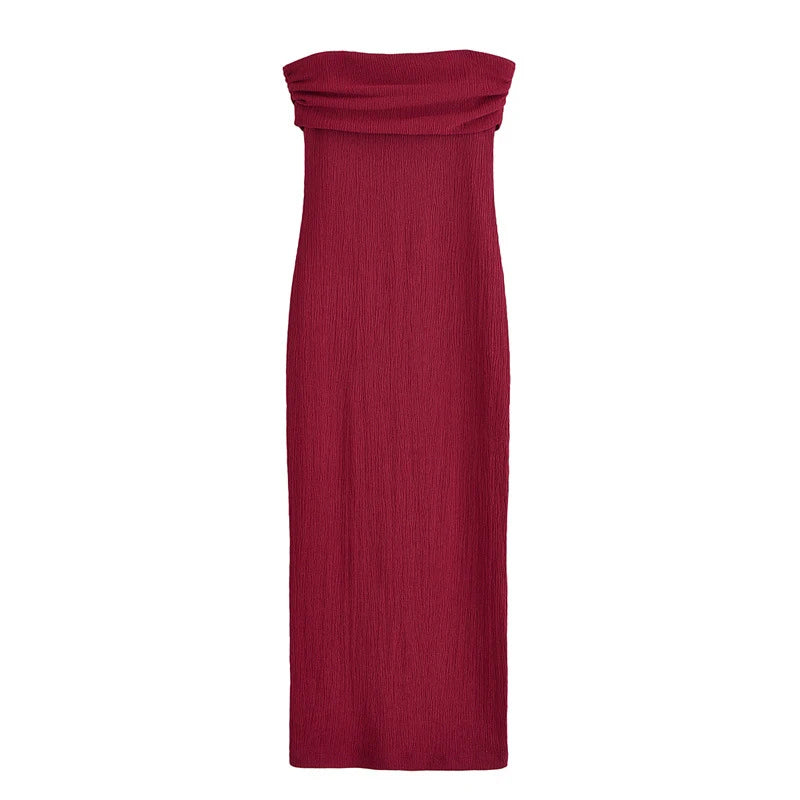 LIZAKOSHT  -  Fashion Slip Long Dress For Women Strapless Sleeveless Waist Cinching A-line Robe 2025 Summer Elegant Lady Evening Party Dresses