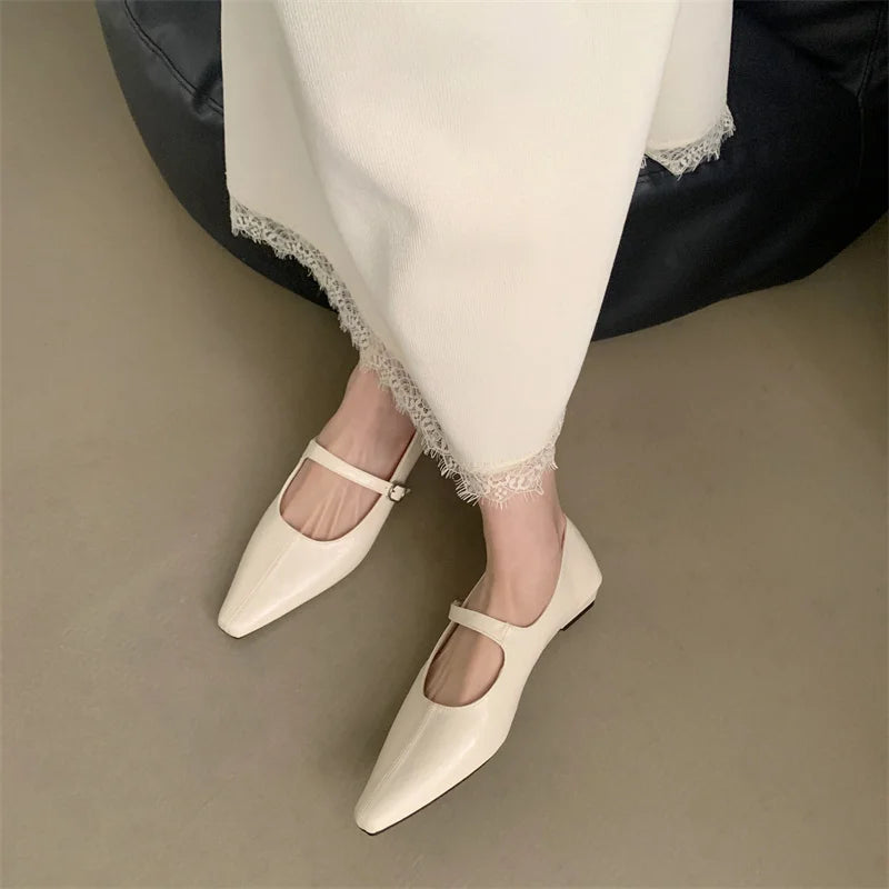 LIZAKOSHT  -  Spring New Brand Women Flat Shoes Fashion Round Toe Sahllow Elegant Baot Shoes Soft Flat Heel Mary Jane Shoes New Woman