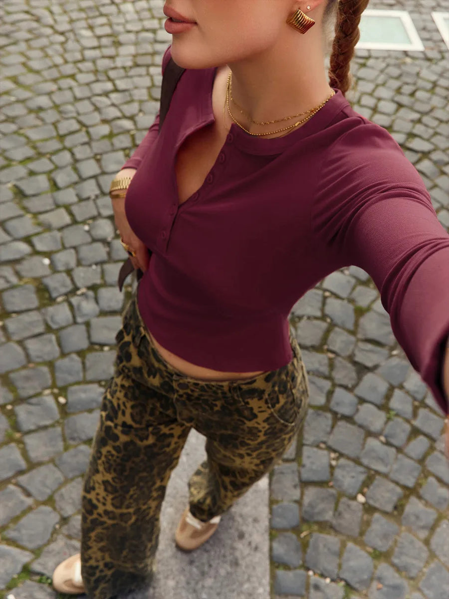 LIZAKOSHT  -  Spring Casual Patchwork T-shirt Pullover For Women Long Sleeve High Waist Inner Slim Y2k Top Clothes Female Solid Tee Top