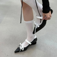 LIZAKOSHT  -  Hot Seller Pointed Toe Mary  Shoes Women Autumn new Sexy Mid Heels Sandals Large Size 34-43 Chunky Lace Up Shallow Shoes