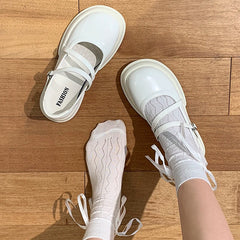 LIZAKOSHT  -  Womens Derby Shoes White Sneakers Shallow Mouth Clogs Platform Round Toe British Style Modis Leather On Heels Summer Creepers Ne