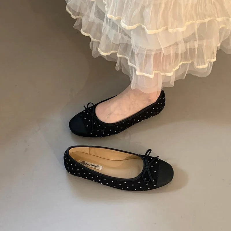 LIZAKOSHT  -  Fashion Mixed Color Women's Dress Shoes Round Toe Shallow Slip On Flats Shoes Flat Ladies Casual Ballet Shoes Soft