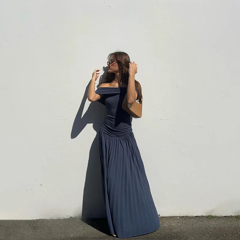 LIZAKOSHT  -  Women's Summer New One-Shoulder Elegant and Sexy Slim-Fit Pleated Bustier Dress