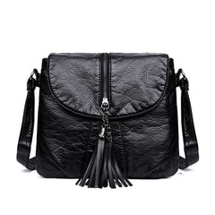 LIZAKOSHT  -  Casual Women Crossbody Bags with tassel Soft PU Leather Messenger Bag Female Small Bags Multiple Pockets Versatile Large capacit