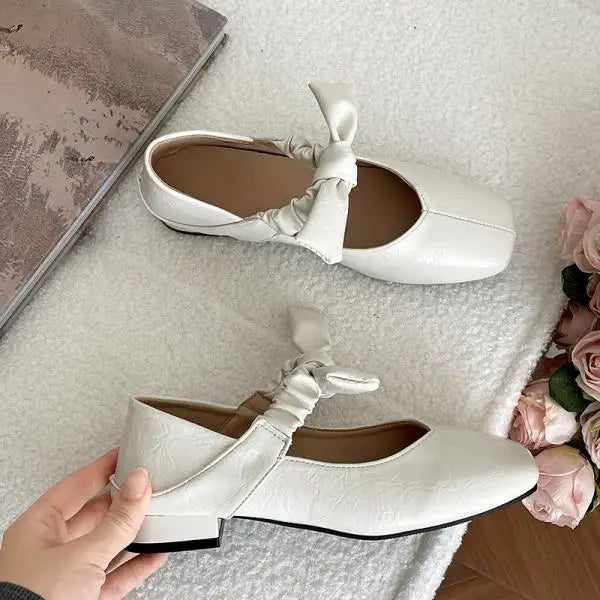 LIZAKOSHT  -  Shoes Woman Bow-Knot Shallow Mouth Elegant Low Heels Female Footwear New Butterfly Summer Dress Mary Janes Butterfly-knot