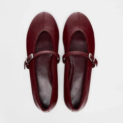 LIZAKOSHT  -  Pai Flat Bot Ballet oes Women's Versatile Simple round Head Slip-On Single oes Bule Red Mary Jane oes Casual Sle