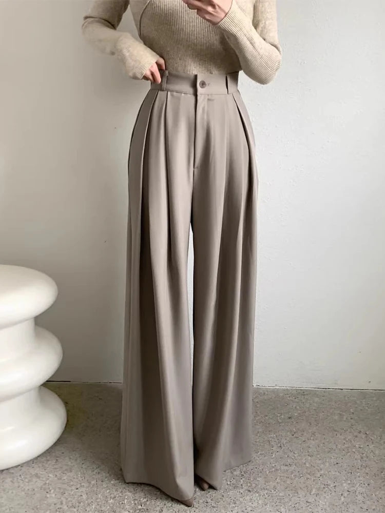 LIZAKOSHT  -  SuperAen Korean Style Pleated Slimming Loose Casual Pants for Women's Autumn New Solid Color Drape Full Length Pants