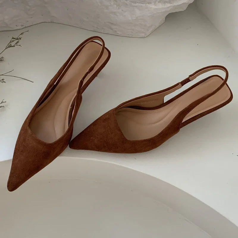 LIZAKOSHT  -  Pointed Toe Elegant Sandals Women Low-heel Office Women Shoes Retro Summer New Shoes Fashion Slingback Shoes Mules Pumps Woman