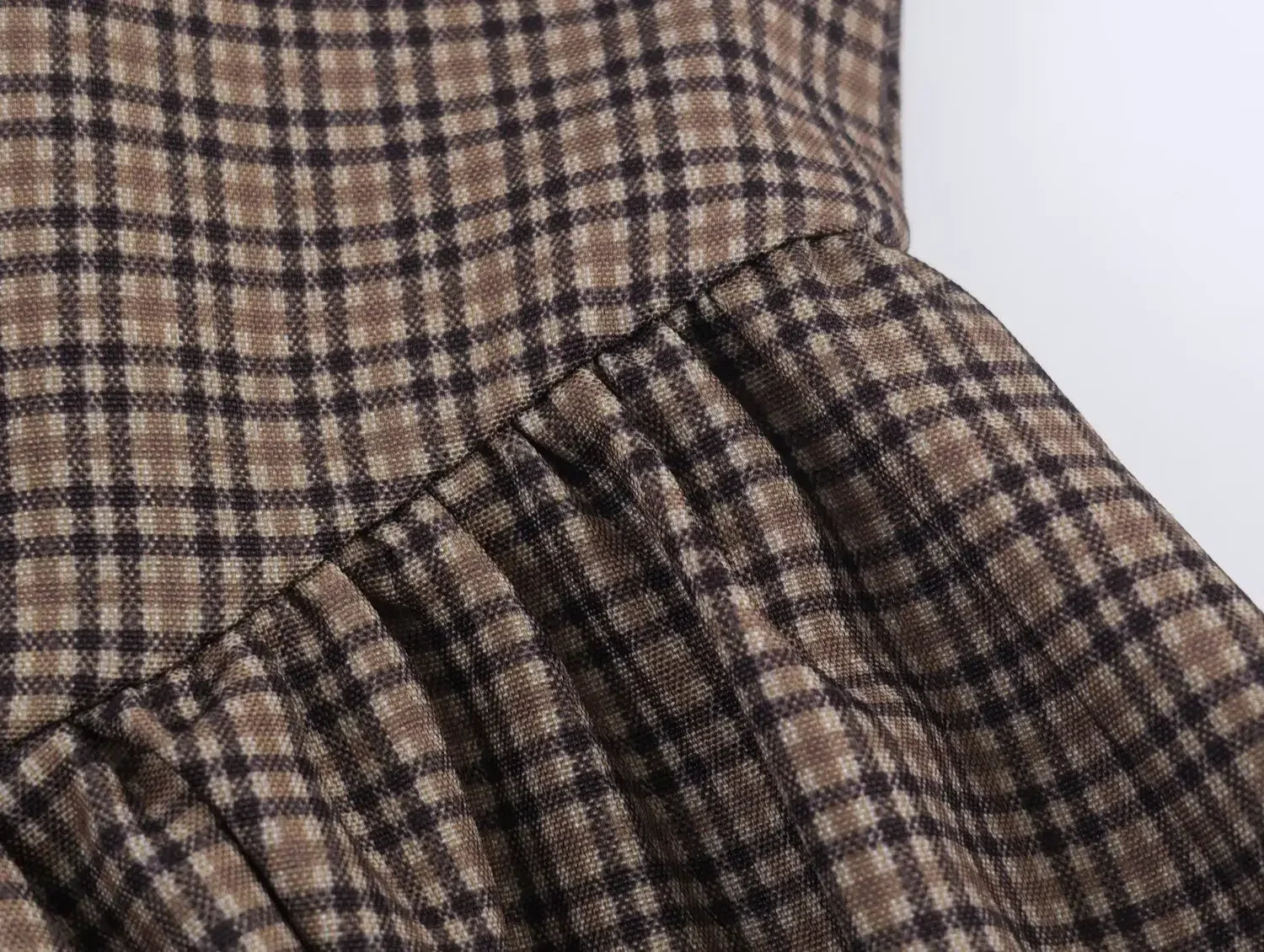 LIZAKOSHT  -  Plaid Waist Cinched Mini Dress Casual V-neck Short Sleeved Lace Up Slim Fit A-line Women Dresses Lady Daily Commute Vestido