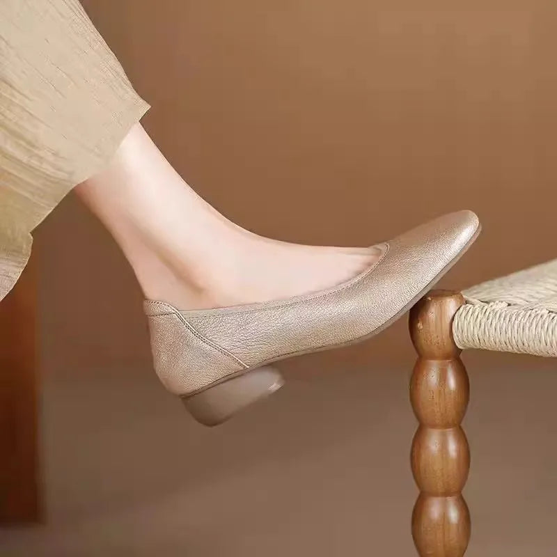LIZAKOSHT  -  Leather Low-Heel Slip-On Women's oes Soft Bot Faionable Comfortable Casual Footwear for Middle-Aged And Young Women