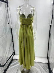 LIZAKOSHT  -  Backless Sexy Camisole Dress Women 2025 Summer Casual Sleeveless Wrap Long Dresses Lady Vacation Beach Tourism High Waist Dress