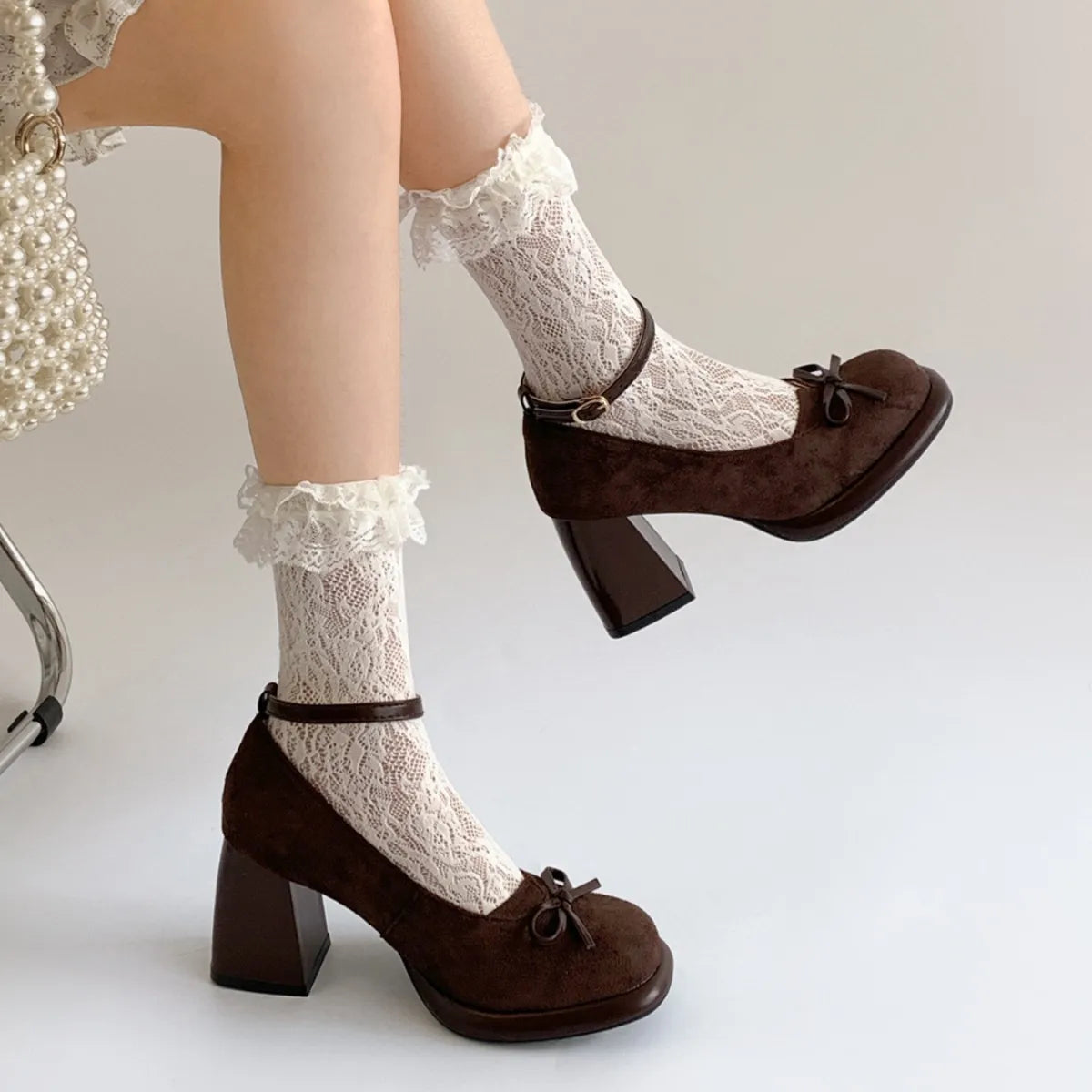 LIZAKOSHT  -  Black square head thick heel high heels women's summer new versatile skirt Mary Jane single shoes