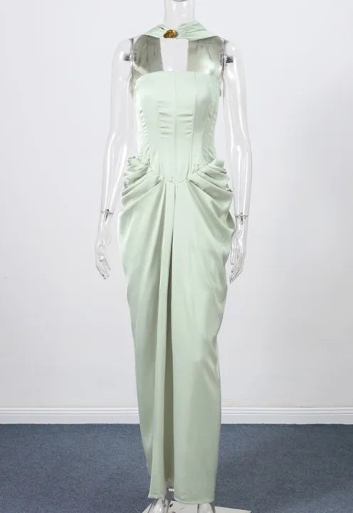 LIZAKOSHT  -  Hip Skirt Slim Fit Luxury Sense Temperament Celebrity Bandeau Waist Pressed Pleated Long Skirt