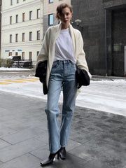 LIZAKOSHT  -  Women's Retro High Waist Straight Leg Jeans Cotton Ankle Length Jeans Easy Match Casual Daily Fashion Pants