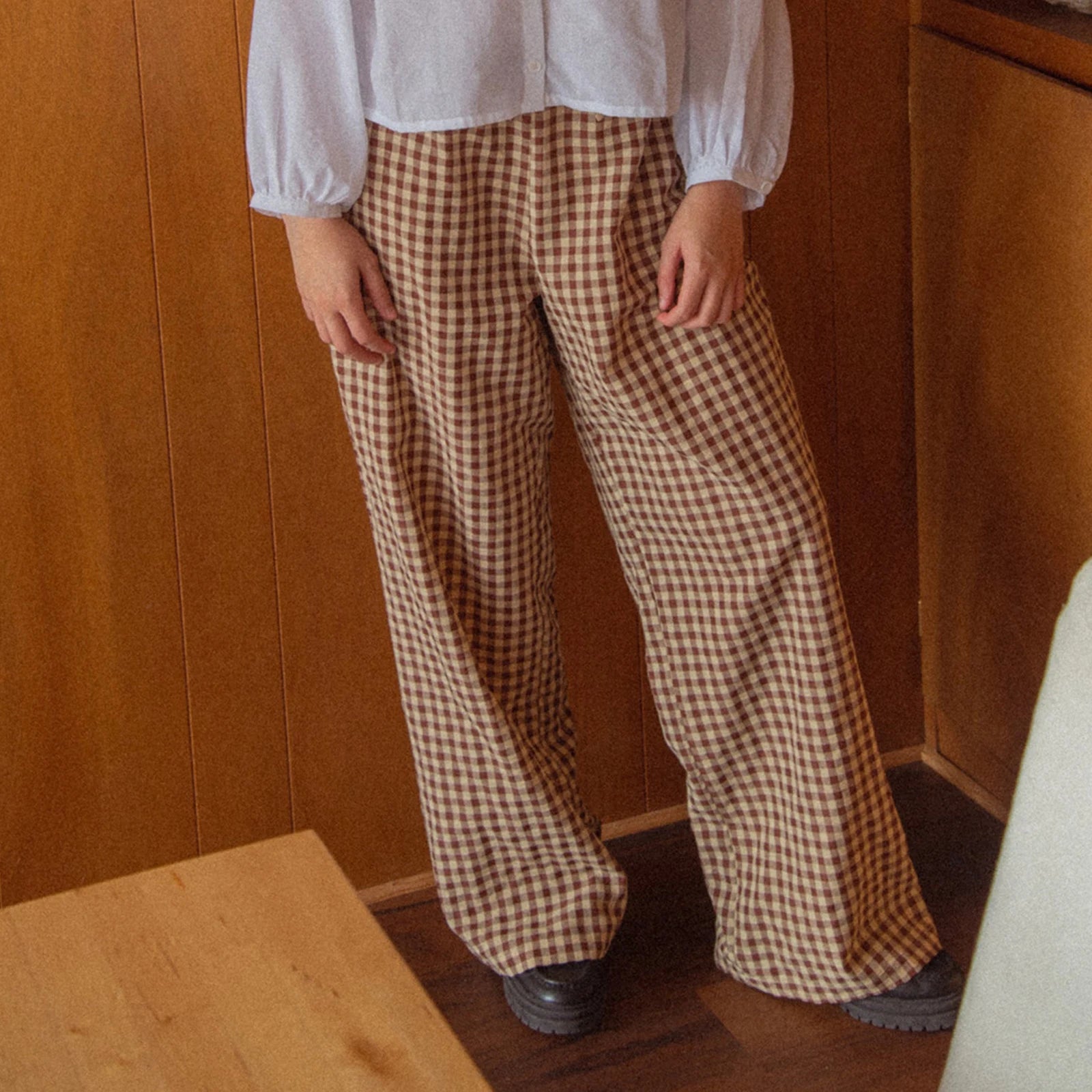 LIZAKOSHT  -  Y2K Vintage Women Girls Striped Plaid Pants Wide Leg Gingham Lounge Pants High Waist Striped Print Pajama Trousers Pants