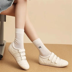 LIZAKOSHT  -  Brand Designer Comfy Walking Cream Flat Sneakers Fashion Leisure Silver Casual Shoes Women Flats Chic Black Hook&Loop Mary Janes