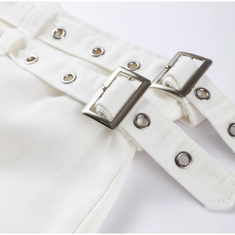 LIZAKOSHT  -  Street Belt Women Jeans Mid Waist Wide Leg Pockets Loose Female Denim Pants Autumn New Fashion All-match Lady Trousers