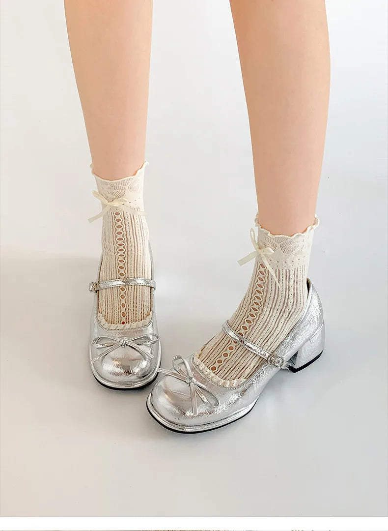 LIZAKOSHT  -  Designer Spring Autumn Thick Heel Women Mary Jane Shoes Concise Butterfly-knot Single Shoes Ladies Elegant Dress Leather Pumps