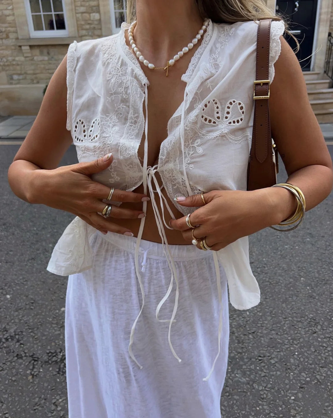 LIZAKOSHT  -  Sleeveless Lace-up Summer Blouse  Cotton Floral Embroidered lace Blouses Shirts Women Tops Vintage Boho Beach Wear Casual Blusas
