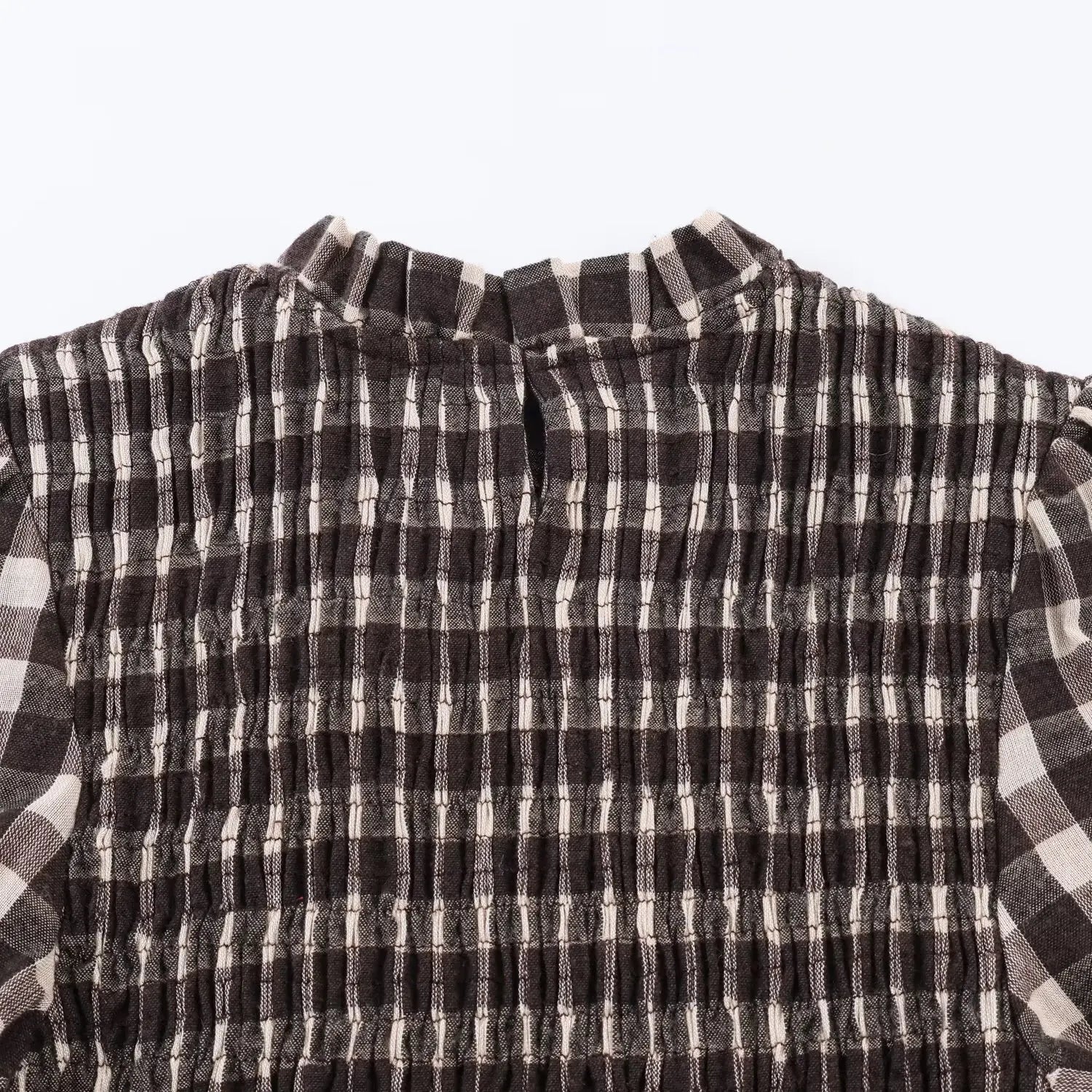 LIZAKOSHT  -  Elastic Ruffles Plaid Shirts Women Causal O-neck Long Sleeve Slim Blouses Tops 2026 Spring New In Female Chic Cute Shirts Cloth