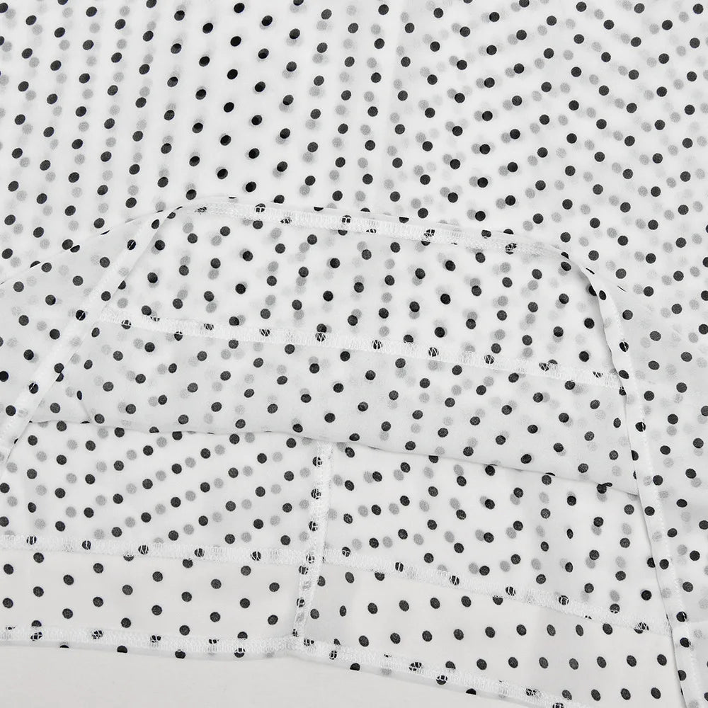 LIZAKOSHT  -  Elegant Lace Patchwork Chiffon Polka Dot Dress White Black Summer Women Spaghetti Strap Zipper Evening Party Dresses
