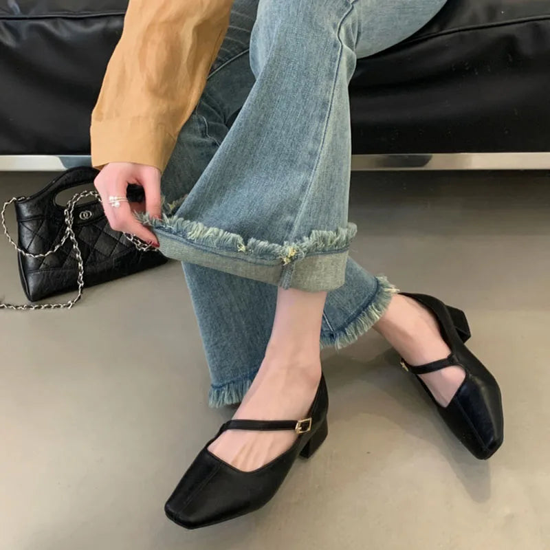 LIZAKOSHT  -  Square Toe Ballet Shoes Fashion Luxury Dress Flats Heel Mary Jane Shoes Women Loafers Casual Sneaker Female Ballerina Mujer