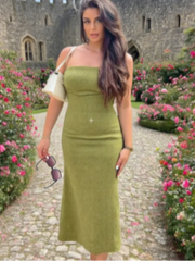 LIZAKOSHT  -  Fashion Slip Long Dress For Women Strapless Sleeveless Waist Cinching A-line Robe 2025 Summer Elegant Lady Evening Party Dresses
