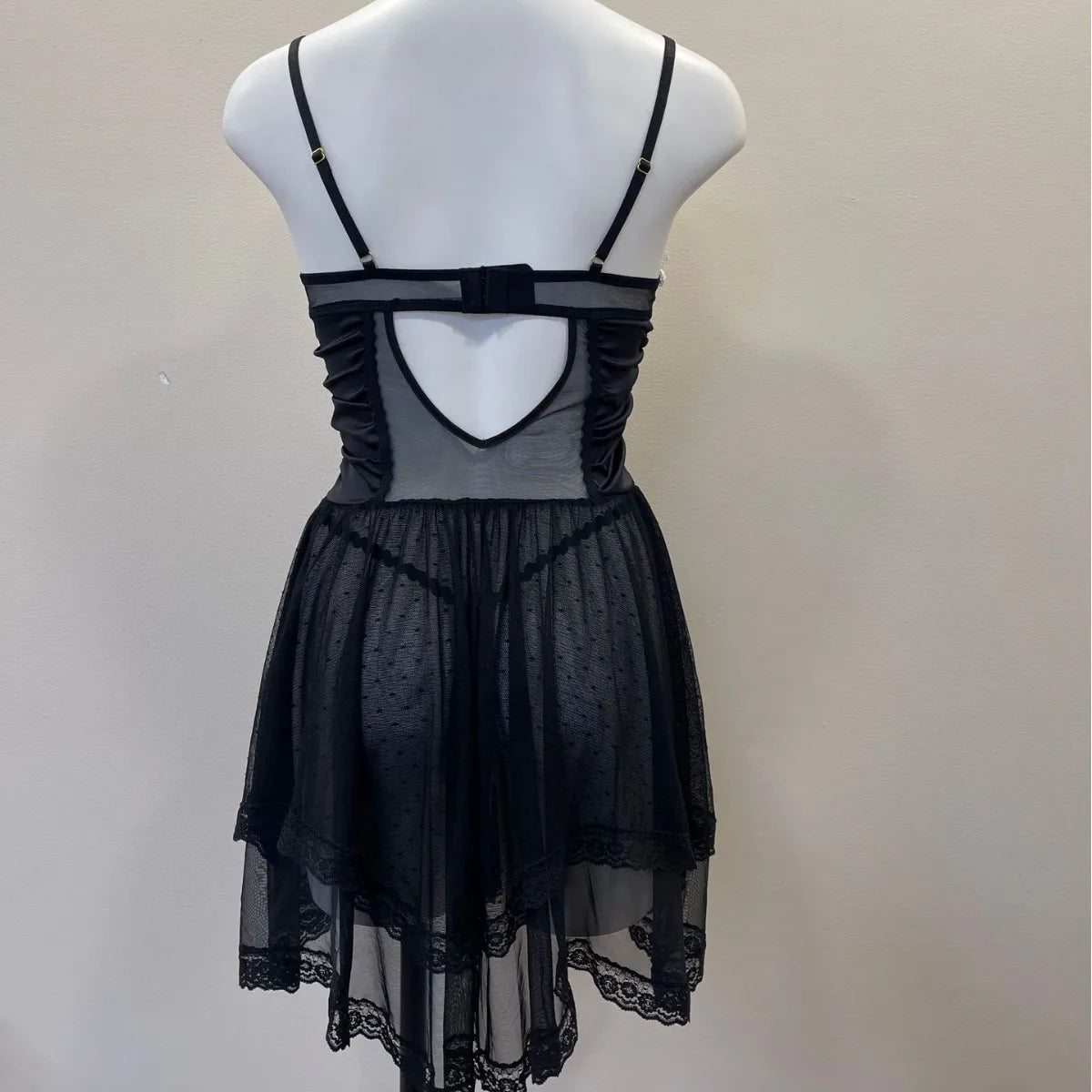LIZAKOSHT  -  Vintage Lingerie Sexy Maid Nightgown Uniform Seduction Maid Cosplay Uniform Women's Sleepwear Strap Mesh See Through Nightgown