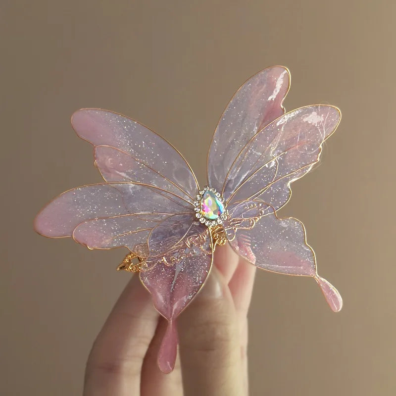 LIZAKOSHT  -  1PC Butterfly Dream Super Fairy New Chinese Retro Heat Shrink Butterfly Hair Clip Niche Design Temperament Hanfu Side Clip