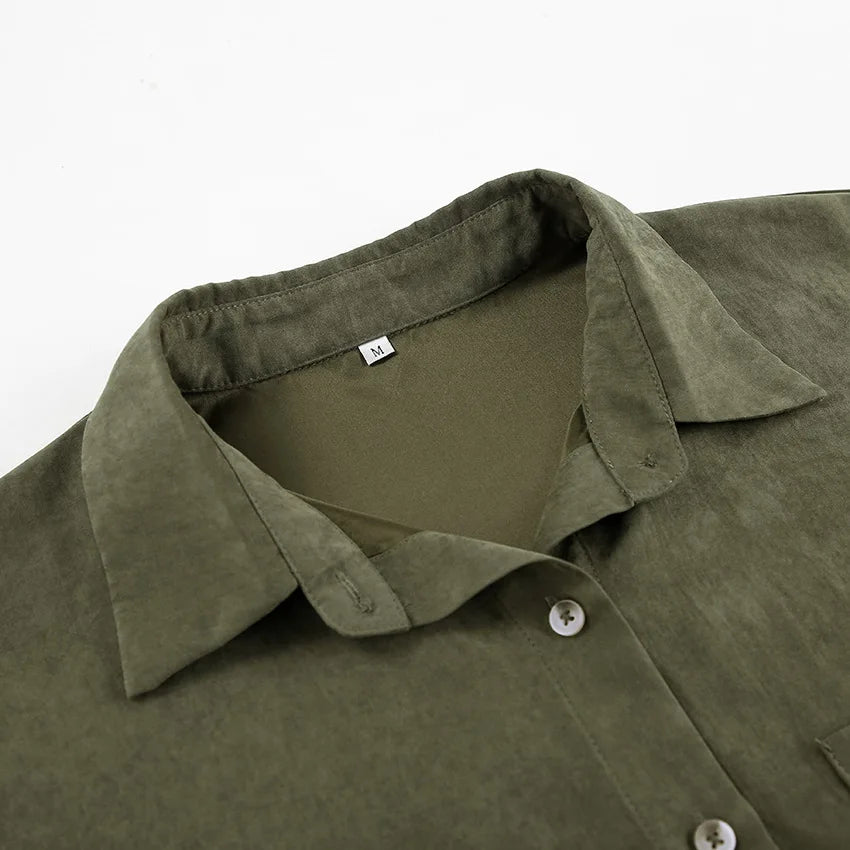 LIZAKOSHT  -  Summer 2025 Vintage Retro Green Blouse Shirt Women Turn-down Collar Single-breasted Pocket Sleeveless Casual Top For Women 55905