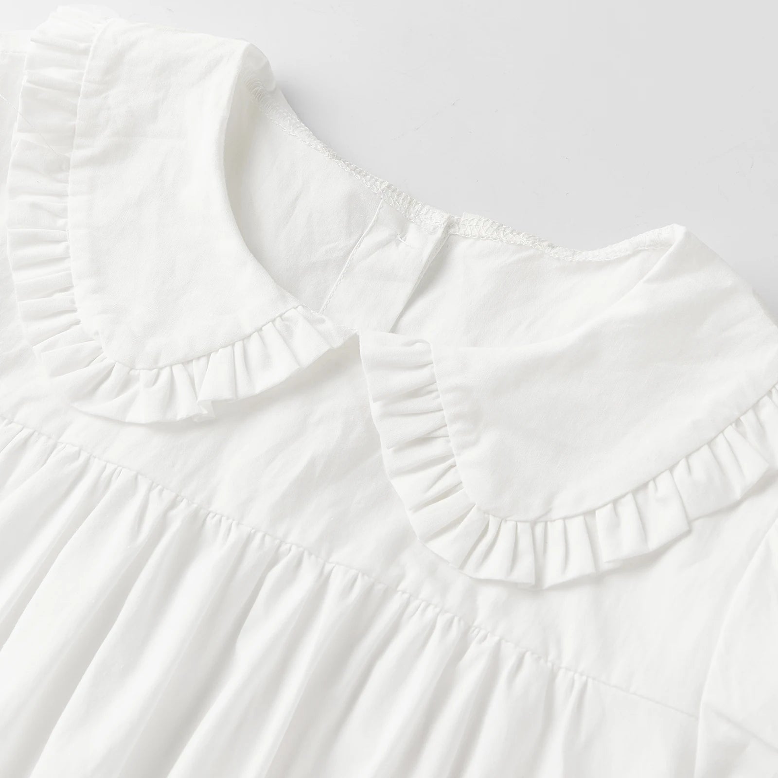 LIZAKOSHT  -  Women's Summer Doll Collar Blouse Short Sleeve A-Line Swing Shirts Solid Color Loose Ruffle Summer Casual Tops