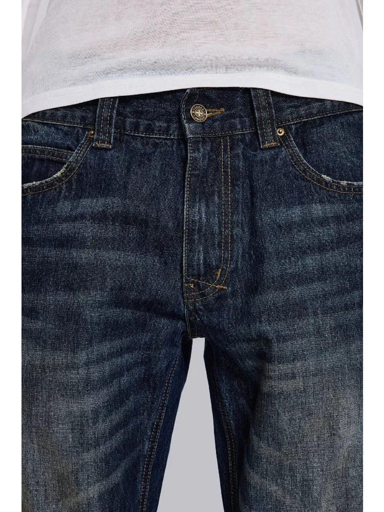 LIZAKOSHT  -   Vintage Y2k Blue Jeans Man Women Boyfriend Style American Retro Distressed Straight Denim Pants Straps Design Jeans