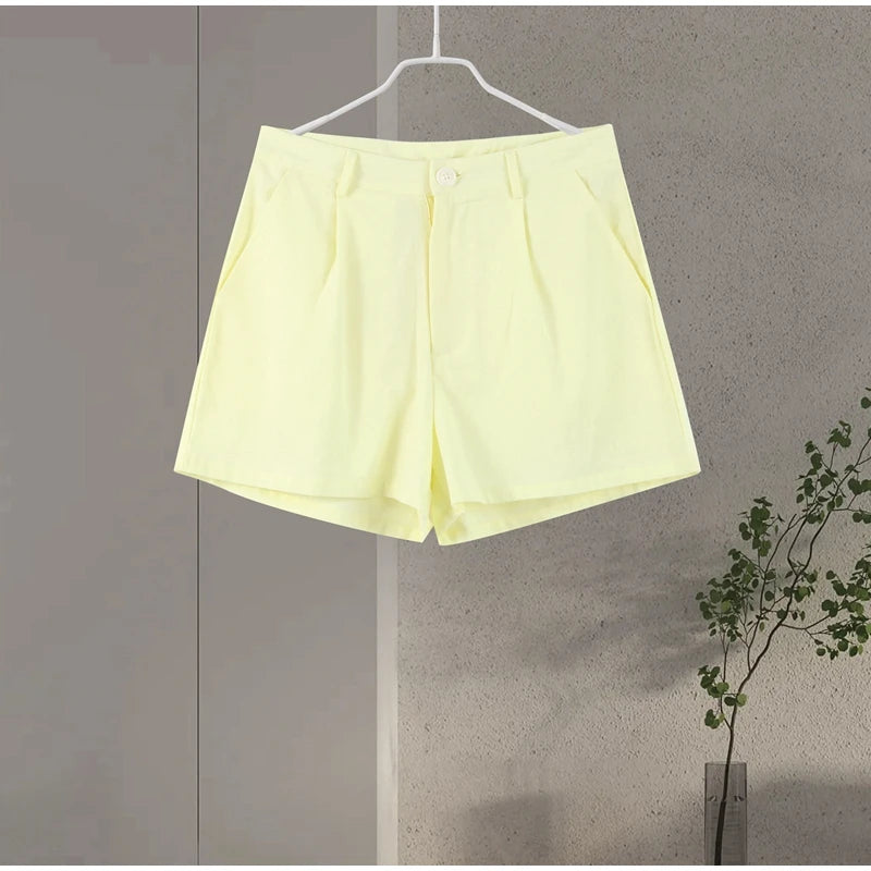 LIZAKOSHT  -  Fashion Halter Women's Two Piece Suit V-neck Sleeveless Single Breasted  Backless Top Short Pants 2025 Summer Lady Causal Outfit