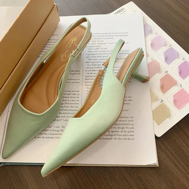 LIZAKOSHT  -  Summer New Brand Women Sandal Fashion Pointed Toe Sahllow Slip On Ladies Elegant Slingback Shoes Thin High Pumps New Woman
