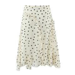 LIZAKOSHT  -  New Women's Irregular Skirt Ruffle Edge Apricot Polka Dot Skirt