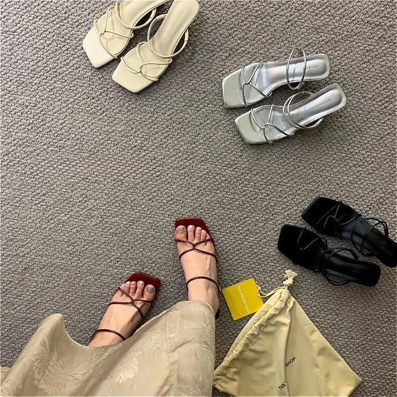 LIZAKOSHT  -  Fashion Wedge Sandals for Women Summer New Cross-tied Roman Sandals Ladies Open Toe Designer Brand High Heels Slippers Women