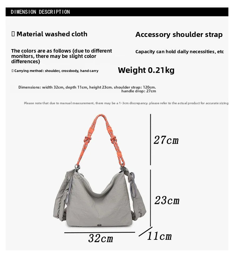 LIZAKOSHT  -  New Fashion Winter Comfortable and Versatile Texture Hobo Bag Cotton Puff Leisure Shoulder Bag Wrinkled Commuting Crossbody Bag