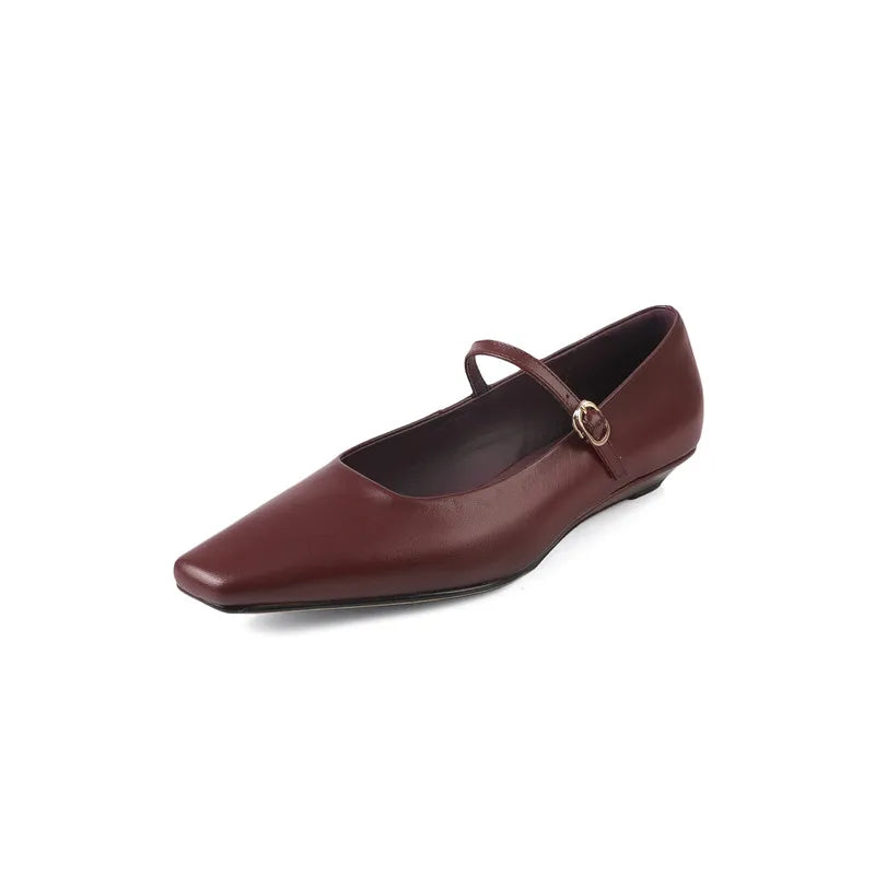 LIZAKOSHT  -  Fashion Women's Shoes New High Quality Genuine Leather Retro Mary Jane Shoes Square Head Shallow Mouth Women's Shoes