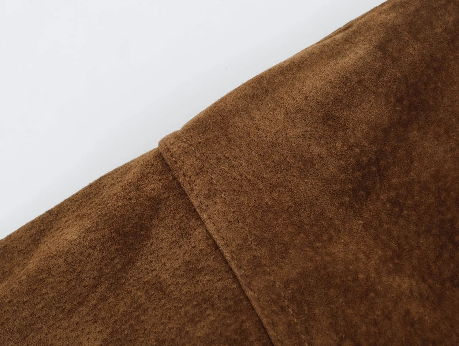 LIZAKOSHT  -  Brown Faux Suede Women Short Coat Stand Collar Zip Front Long Sleeve Waist Belt Buckle Loose Fit Vintage Retro Street Outerwear